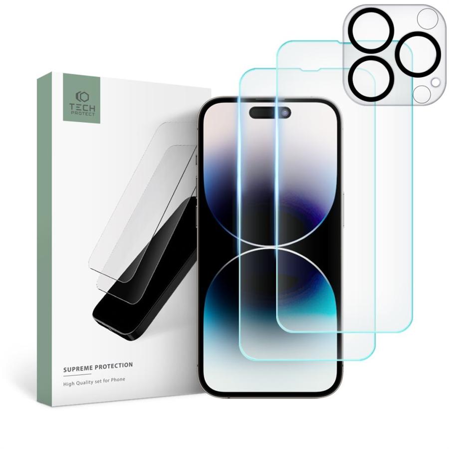 Tech-Protect Supreme Set Ochranné Sklo iPhone 14 Pro Max Clear (2+2 Pack)