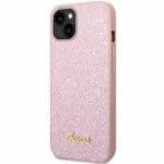 Guess PC/TPU Glitter Flakes Metal Logo Pink Kryt iPhone 14