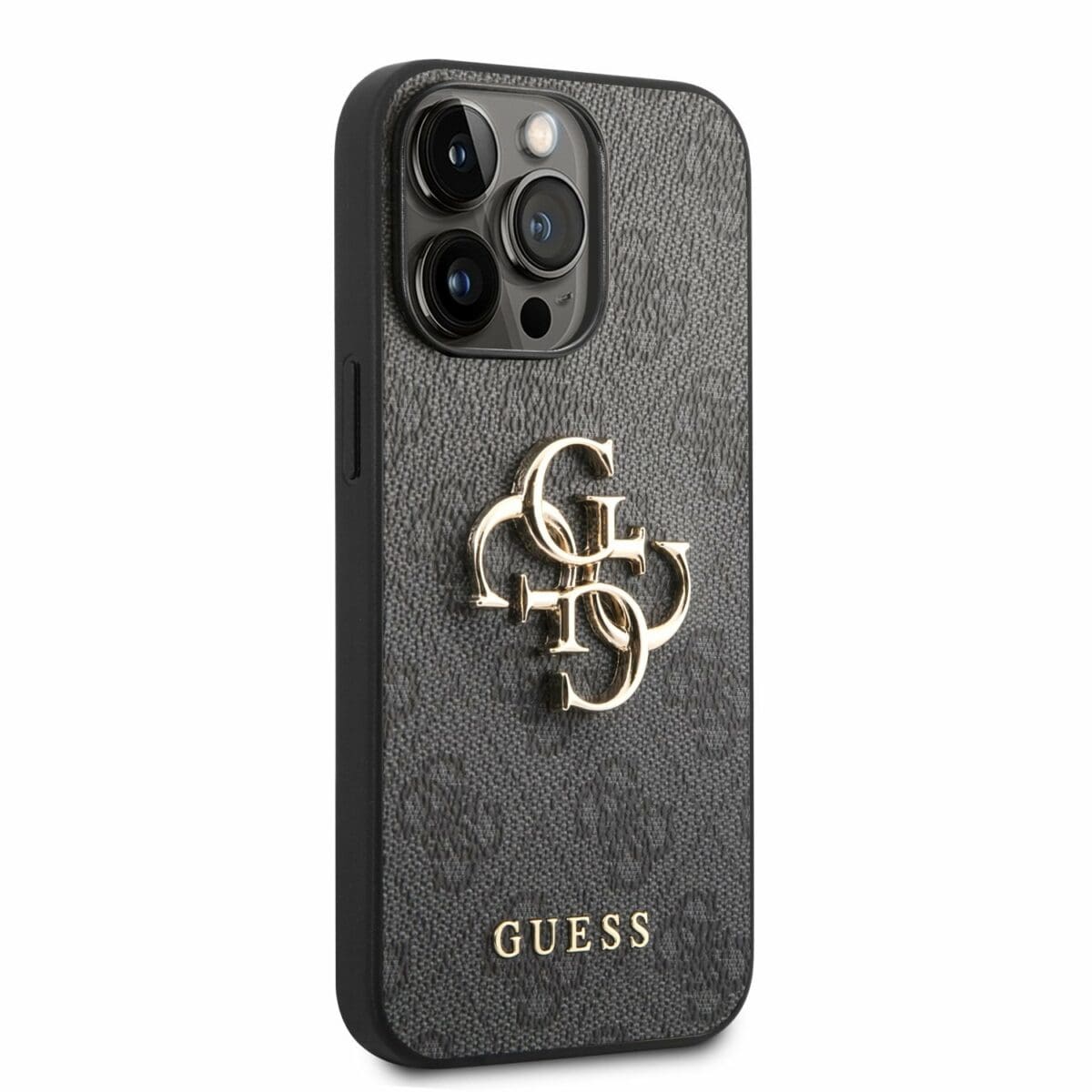 Guess PU 4G Metal Logo Grey Kryt iPhone 14 Pro