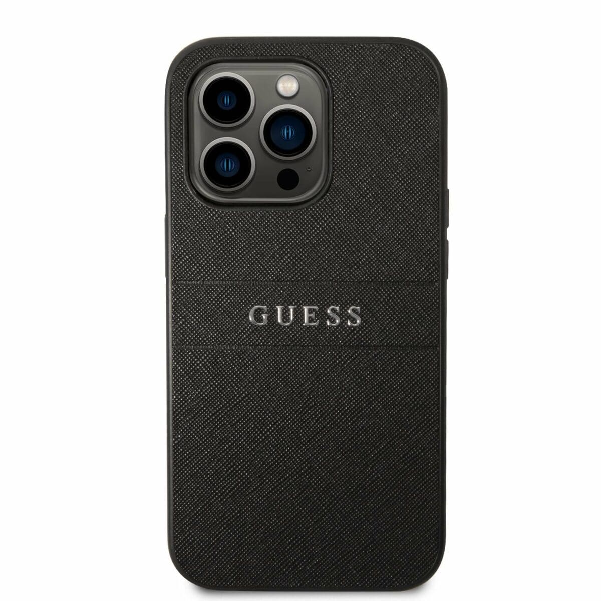 Guess PU Leather Saffiano Blakc Kryt iPhone 14 Pro