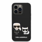 Karl Lagerfeld MagSafe Liquid Silicone Karl and Choupette Black Kryt iPhone 14 Pro