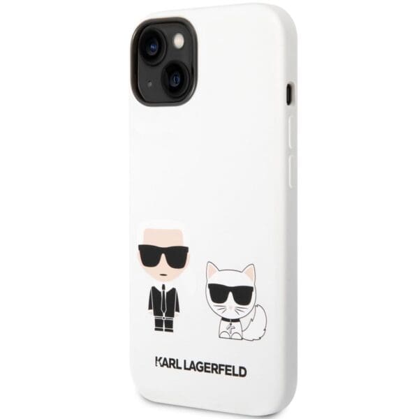 Karl Lagerfeld Liquid Silicone Karl and Choupette White Kryt iPhone 14