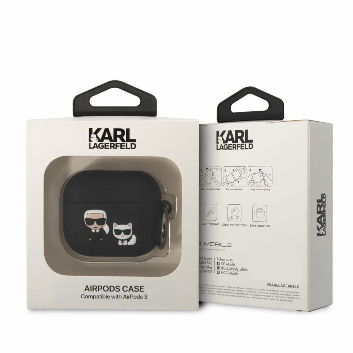 Karl Lagerfeld and Choupette AirPods Pro Silicone Kryt Black