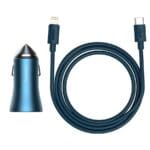 Baseus Golden Contacr Pro Quick Nabíječka Do Auta USB Type C USB 40 W Power Delivery 3.0 Quick Charge 4+ SCP FCP AFC + USB Typ C - Lightning Cable Blue (TZCCJD-03)
