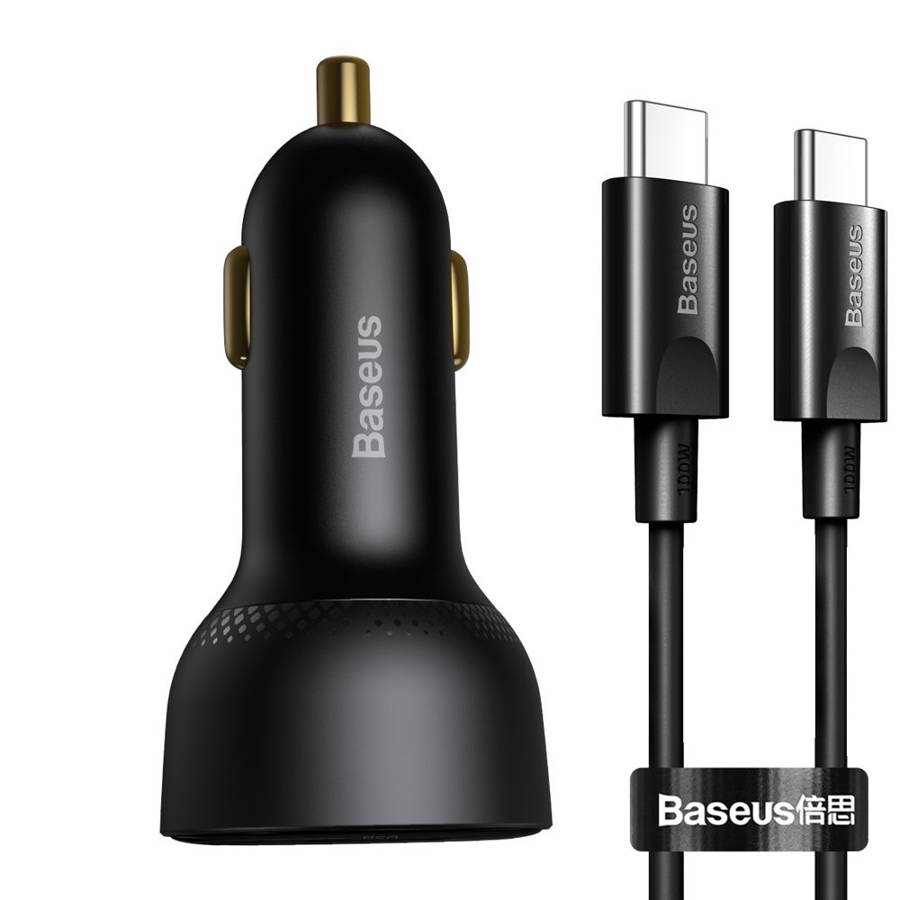 Baseus Superme Fast Nabíječka Do Auta USBUSB Typ C 100W PPS Quick Charge Power Delivery + USB Typ C Cable 100W (20V/5A) 1m Black (TZCCZX-01)