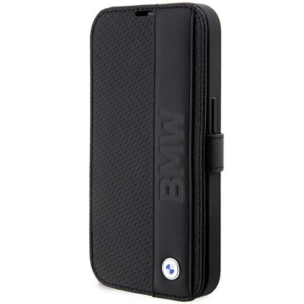 BMW BMBKP14X22RDPK Black Book Leather Textured&Stripe Kryt iPhone 14 Pro Max
