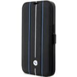 BMW BMBKP14X22RVSK Black Book Leather Stamp Blue Lines Kryt iPhone 14 Pro Max