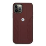 BMW BMHCP12LRSPPR Red Leather Curve Perforate Kryt iPhone 12 Pro Max