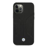 BMW BMHCP12MRSCSK Black Leather Perforate Sides Kryt iPhone 12/12 Pro