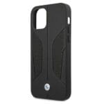 BMW BMHCP12MRSCSK Black Leather Perforate Sides Kryt iPhone 12/12 Pro