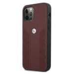 BMW BMHCP12MRSPPR Red Leather Curve Perforate Kryt iPhone 12/12 Pro