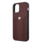 BMW BMHCP12MRSPPR Red Leather Curve Perforate Kryt iPhone 12/12 Pro
