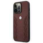 BMW BMHCP13LRSPPR Red Leather Curve Perforate Kryt iPhone 13 Pro