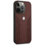 BMW BMHCP13LRSPPR Red Leather Curve Perforate Kryt iPhone 13 Pro