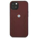BMW BMHCP13SRSPPR Red Leather Curve Perforate Kryt iPhone 13 Mini