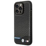 BMW BMHCP14L22NBCK Black Leather Carbon Kryt iPhone 14 Pro