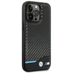 BMW BMHCP14L22NBCK Black Leather Carbon Kryt iPhone 14 Pro