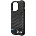 BMW BMHCP14L22NBCK Black Leather Carbon Kryt iPhone 14 Pro