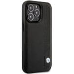 BMW BMHCP14L22RBDK Black Leather Blue Dots Kryt iPhone 14 Pro