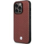 BMW BMHCP14L22RFGR Burgundy Leather Diamond Pattern Kryt iPhone 14 Pro