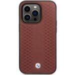 BMW BMHCP14L22RFGR Burgundy Leather Diamond Pattern Kryt iPhone 14 Pro