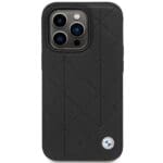 BMW BMHCP14L22RQDK Black Leather Quilted Kryt iPhone 14 Pro
