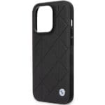 BMW BMHCP14L22RQDK Black Leather Quilted Kryt iPhone 14 Pro