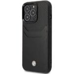 BMW BMHCP14L22RSEPK Black Leather Card Slot Kryt iPhone 14 Pro