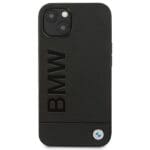 BMW BMHCP14MSLLBK Black Leather Stamp Kryt iPhone 14 Plus
