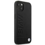 BMW BMHCP14MSLLBK Black Leather Stamp Kryt iPhone 14 Plus