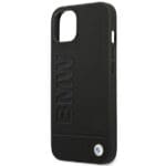BMW BMHCP14MSLLBK Black Leather Stamp Kryt iPhone 14 Plus