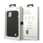 BMW BMHCP14MSLLBK Black Leather Stamp Kryt iPhone 14 Plus