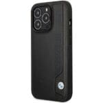 BMW BMHCP14X22RBDK Black Leather Blue Dots Kryt iPhone 14 Pro Max
