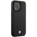 BMW BMHMP14L22RFGK Black Leather Diamond Pattern MagSafe Kryt iPhone 14 Pro