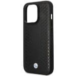 BMW BMHMP14L22RFGK Black Leather Diamond Pattern MagSafe Kryt iPhone 14 Pro
