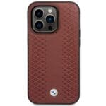 BMW BMHMP14L22RFGR Burgundy Leather Diamond Pattern MagSafe Kryt iPhone 14 Pro