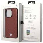 BMW BMHMP14L22RFGR Burgundy Leather Diamond Pattern MagSafe Kryt iPhone 14 Pro