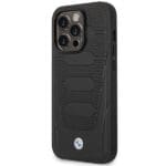BMW BMHMP14L22RPSK Black Leather Seats Pattern MagSafe Kryt iPhone 14 Pro