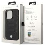 BMW BMHMP14L22RPSK Black Leather Seats Pattern MagSafe Kryt iPhone 14 Pro