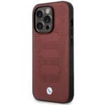 BMW BMHMP14L22RPSR Burgundy Leather Seats Pattern MagSafe Kryt iPhone 14 Pro