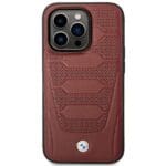 BMW BMHMP14L22RPSR Burgundy Leather Seats Pattern MagSafe Kryt iPhone 14 Pro