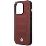 BMW BMHMP14L22RPSR Burgundy Leather Seats Pattern MagSafe Kryt iPhone 14 Pro