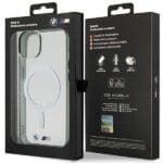 BMW BMHMP14MHCRS Transparent Hardcase Silver Ring MagSafe Kryt iPhone 14 Plus