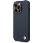 BMW BMHMP14XSILNA Navy Silicone Metal Logo MagSafe Kryt iPhone 14 Pro Max