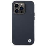 BMW BMHMP14XSILNA Navy Silicone Metal Logo MagSafe Kryt iPhone 14 Pro Max