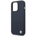 BMW BMHMP14XSILNA Navy Silicone Metal Logo MagSafe Kryt iPhone 14 Pro Max