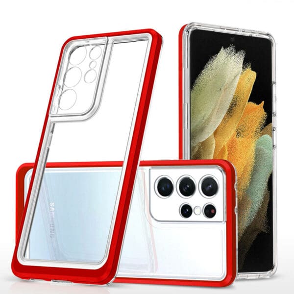 Clear 3in1 Silicone Frame Red Kryt Samsung Galaxy S23 Ultra