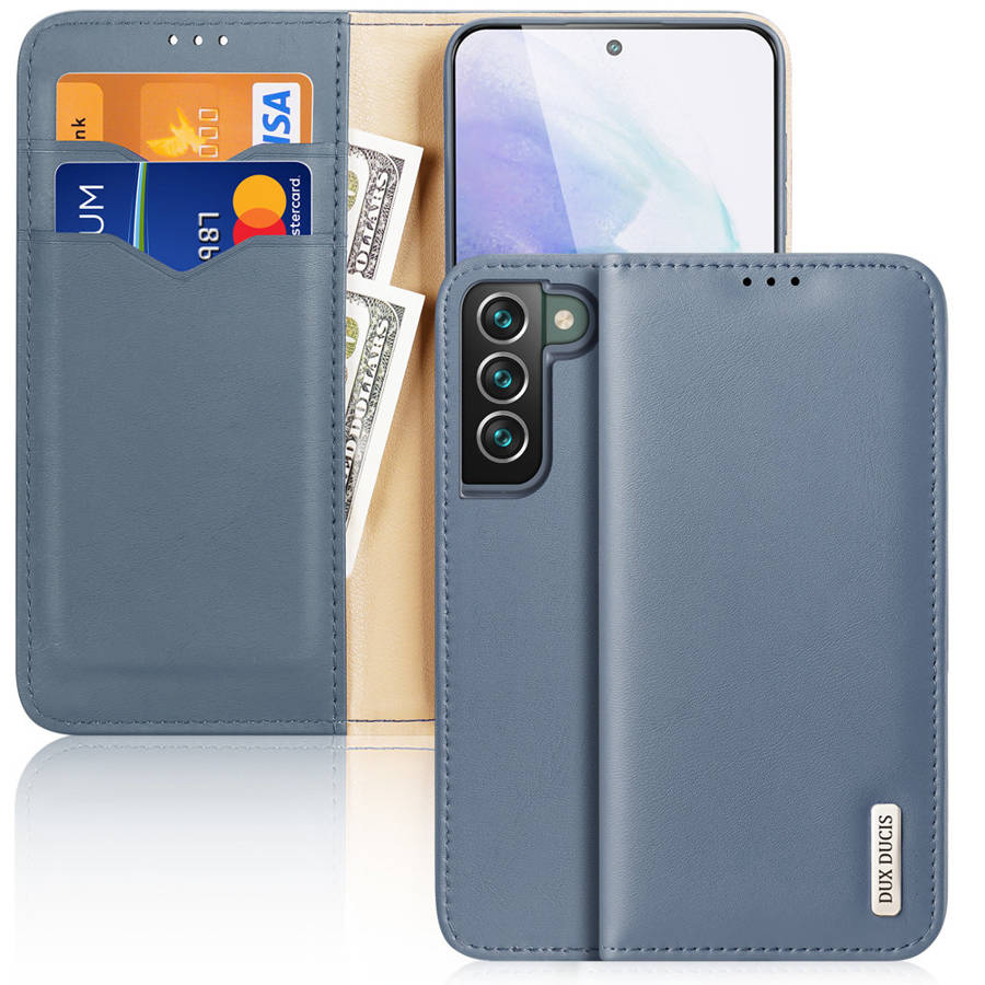 Dux Ducis Hivo Leather Flip Genuine Leather Wallet Cards And Documents Blue Kryt Samsung Galaxy S22 Plus