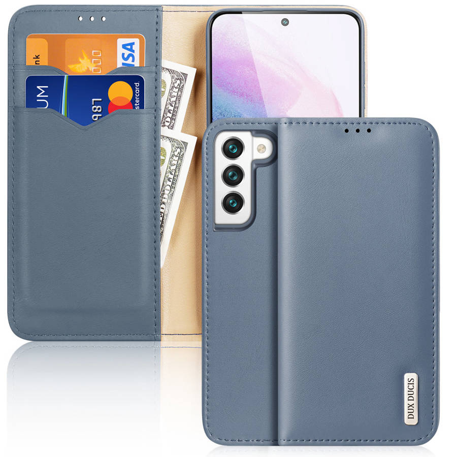 Dux Ducis Hivo Leather Flip Genuine Leather Wallet Cards And Documents Blue Kryt Samsung Galaxy S22