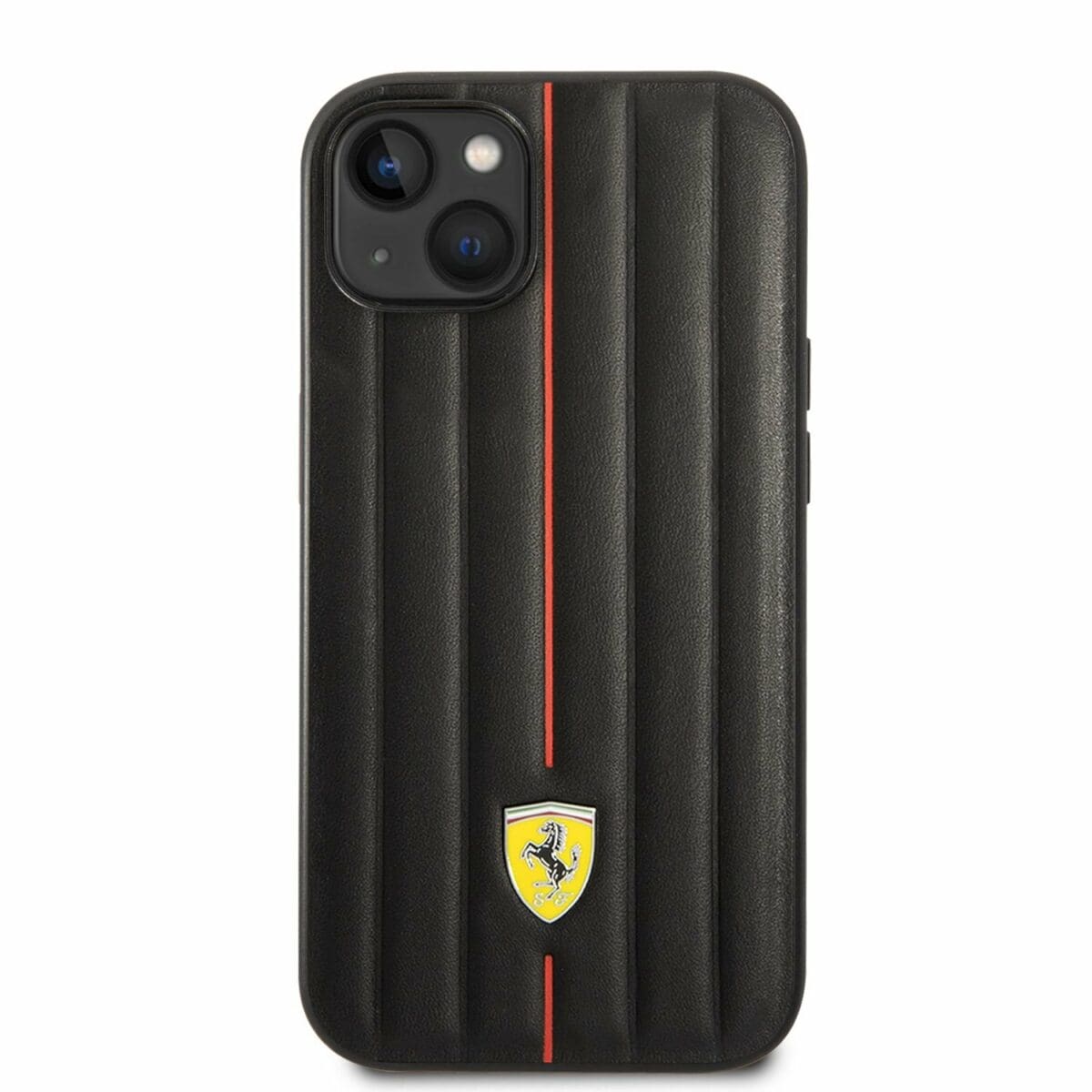 Ferrari Leather Embossed Stripes Kryt iPhone 14 Black